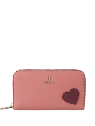 Furla Large Camelia Heart-patch Wallet In Pink