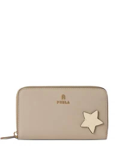 Furla Large Camelia Star-patch Wallet In Neutral
