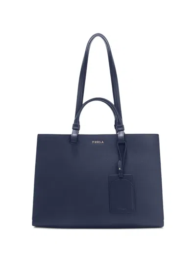 Furla Large Deva Leather Tote Bag In Blue