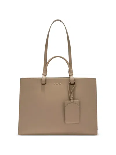 Furla Large Deva Logo-plaque Tote Bag In Brown