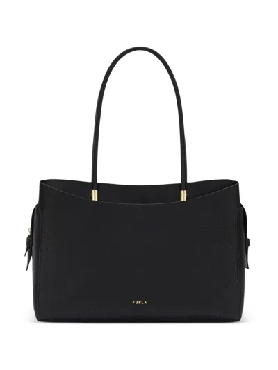 Furla Large Eris Leather Tote Bag In Black