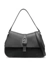 Furla Large Flow Leather Shoulder Bag In Black