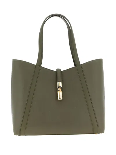 Furla Large Goccia L Leather Tote Bag In Green