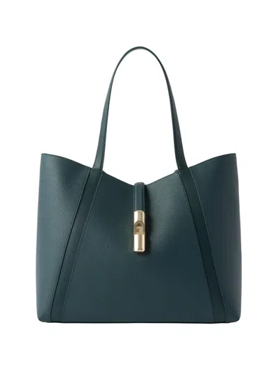 Furla Large Goccia Leather Tote Bag In Green