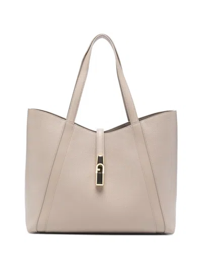 Furla Large Goccia Logo-plaque Tote Bag In White