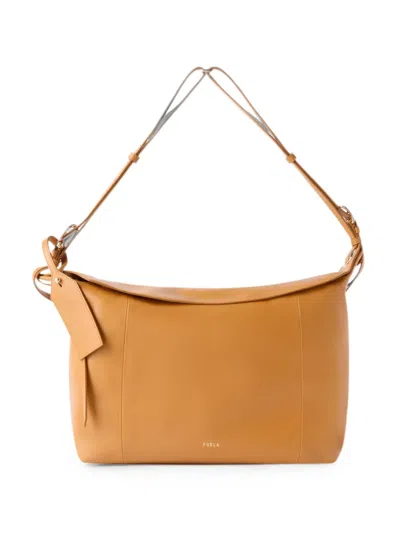 Furla Shoulder Bag Adjustable Strap Detachable Tag Top Handle In Orange