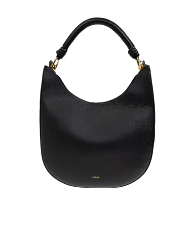 Furla Large Logo Tote In Black
