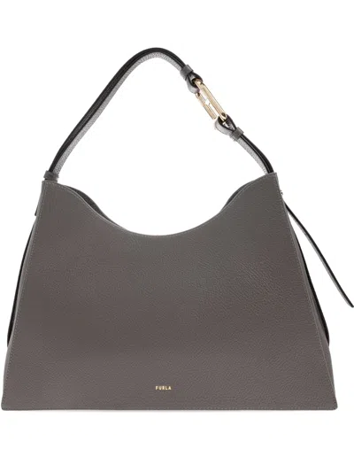 Furla Large Nuvola Leather Tote Bag In Gray
