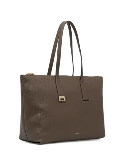 Furla Large Olivia Leather Tote Bag In Brown