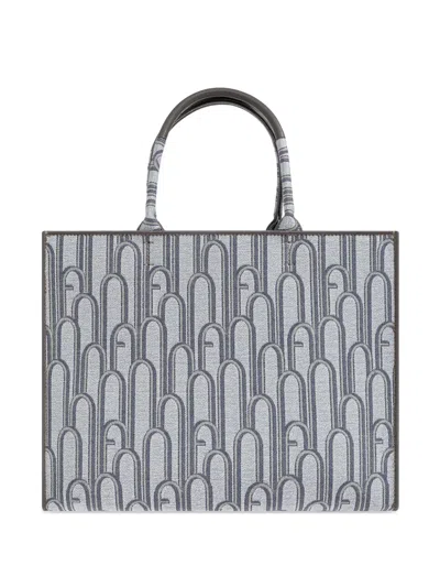 Furla Large Opportunity Patterned Tote Bag In Gray