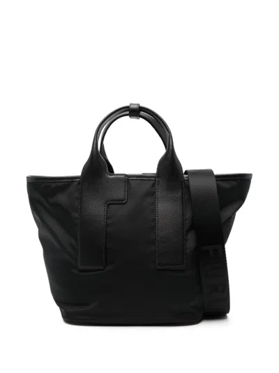 Furla Large Piuma Tote Bag In 3180s Nero+vetiver