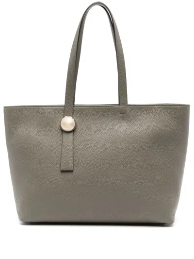 Furla Large Sfera Leather Tote Bag In Green