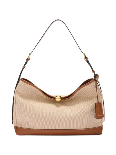 Furla Large Sfera Soft Shoulder Bag In Neutral