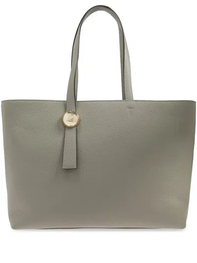 Furla Large Sfera Leather Tote Bag In Green