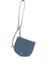 Furla Laura Half-moon Leather Card Holder In Blue