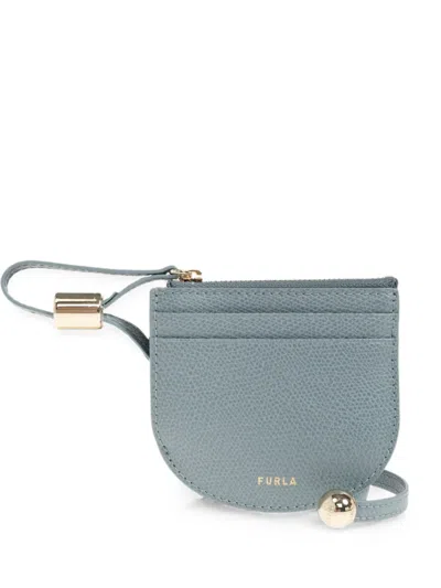 Furla Laura Pebbled Leather Cardholder In Blue