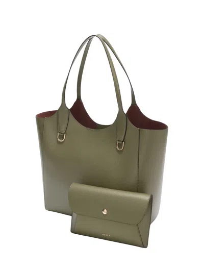 Furla Lea M Pocket Tote Bag In Green
