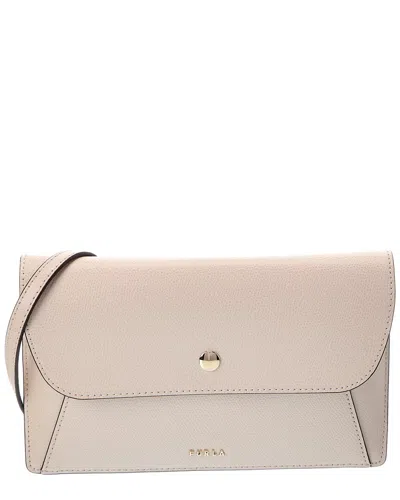 Furla Lea Xl Leather Pouch In Neutral