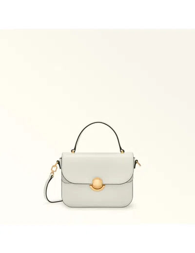 Furla Leather And Suede Handbag In White