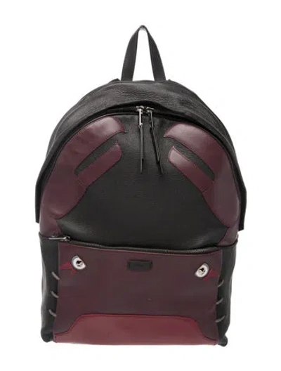 Pre-owned Furla Leather Backpack In Black/burgundy