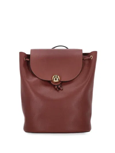 Furla Leather Backpack In Red