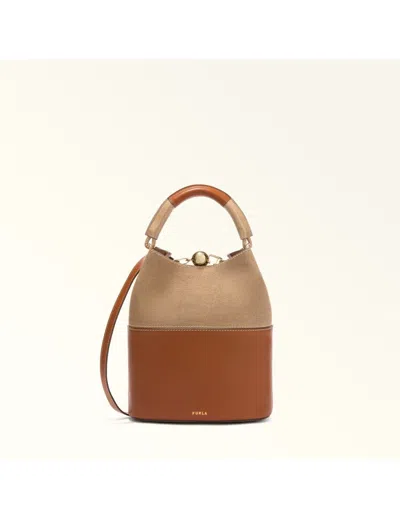 Furla Leather Bucket Bag In Brown
