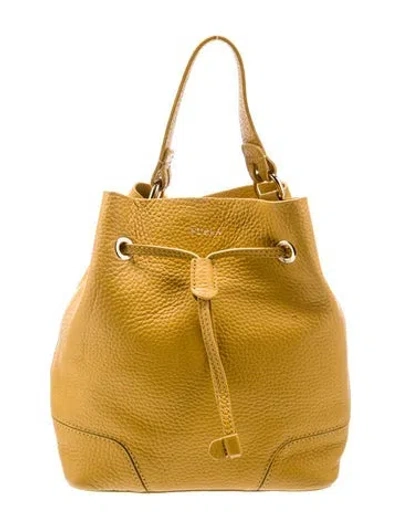 Pre-owned Furla Leather Bucket Bag In Gold