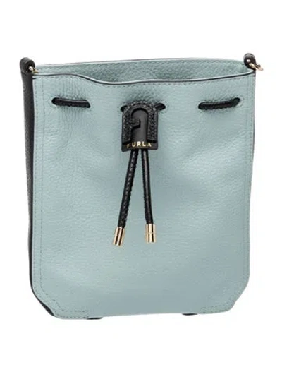 Pre-owned Furla Leather Bucket Bag Medium In Blue