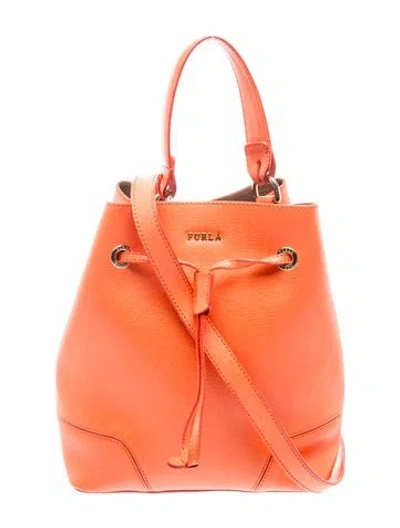Pre-owned Furla Leather Bucket Bag In Orange