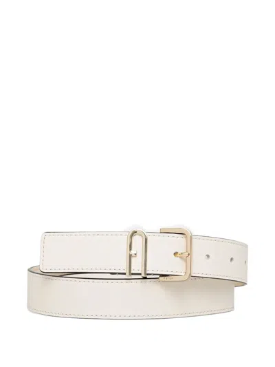 Furla Leather Buckle Belt In Neutral
