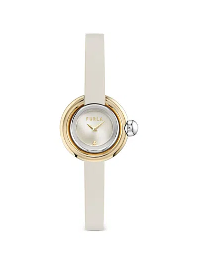 Furla Leather Case 28mm Watch In Metallic