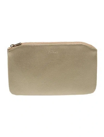 Pre-owned Furla Leather Clutch In Gold/metallic