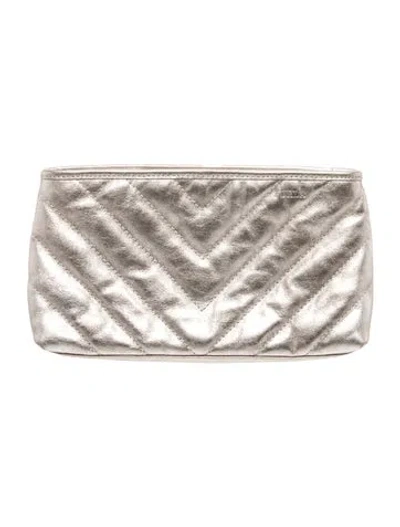 Pre-owned Furla Leather Clutch In Gray