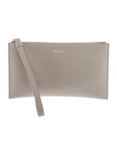 Pre-owned Furla Leather Clutch In Grey