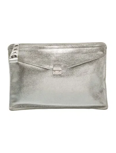 Pre-owned Furla Leather Clutch In Grey
