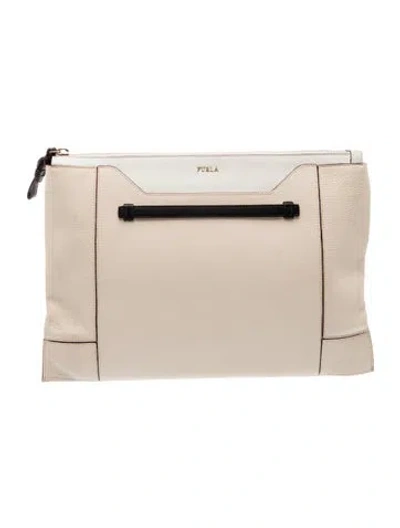 Pre-owned Furla Leather Clutch In Neutral