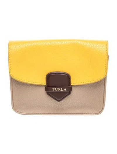 Pre-owned Furla Leather Clutch In Neutrals/yellow