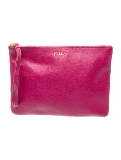 Pre-owned Furla Leather Clutch In Purple