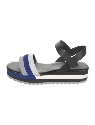 Pre-owned Furla Leather Colorblock Pattern Sandals In Blue