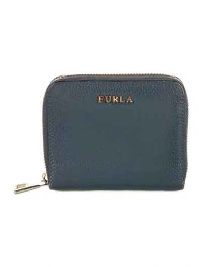 Pre-owned Furla Leather Compact Wallet In Blue