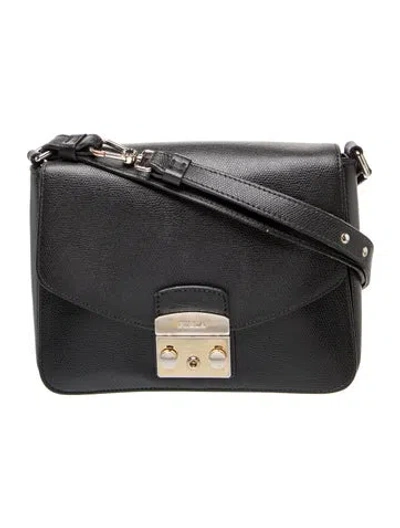Pre-owned Furla Leather Crossbody Bag In Black