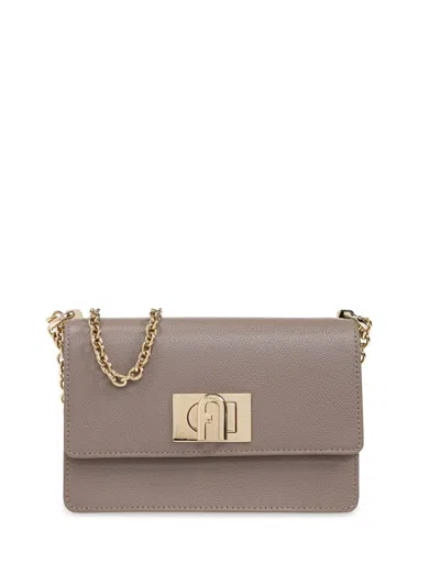 Furla Leather Crossbody Bag In Grey