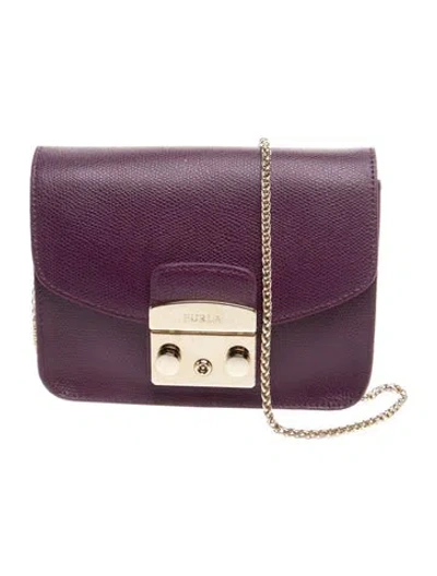 Pre-owned Furla Leather Crossbody Bag In Purple