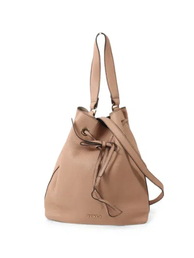 Pre-owned Furla Leather Drawstring Tote Bag In Pink