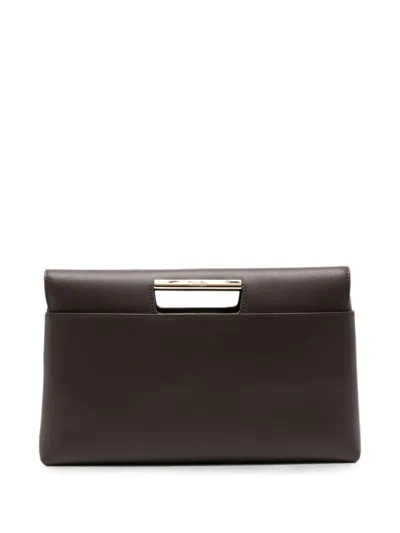 Furla Leather Envelope Clutch Bag In Brown