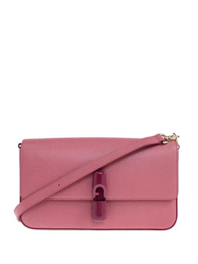 Furla Leather Flap-closure Shoulder Bag In Pink