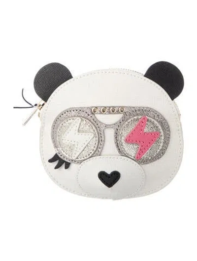 Pre-owned Furla Leather Graphic Print Coin Pouch In White