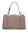 Furla Riva M Tote Leather Handbag Color Stucco Gray