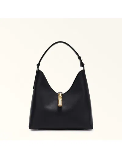 Furla Goccia Shoulder Bag Nero Black Sidney Calf Leather Woman