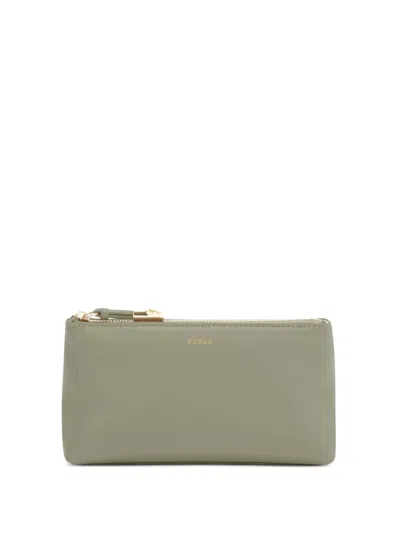Furla Leather Make-up Bag In Green